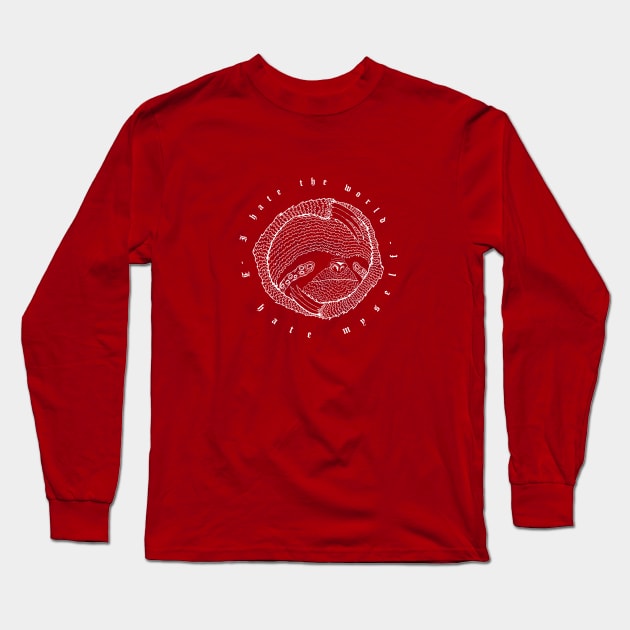 Hatesloth (White) Long Sleeve T-Shirt by LastLightDesigns